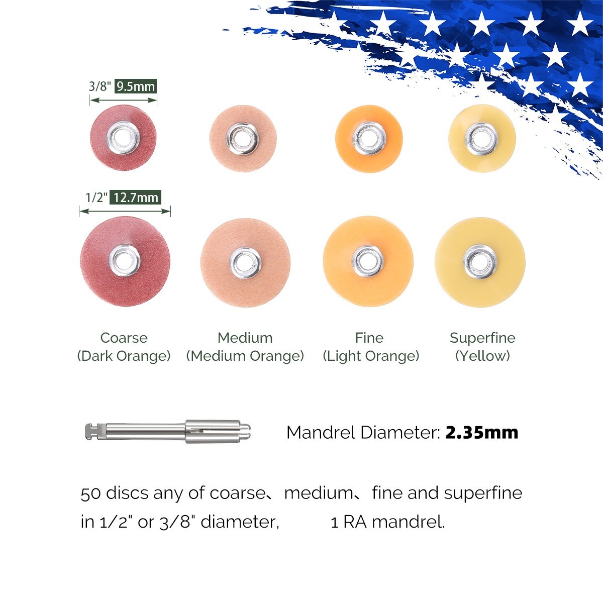 Discos de pulido para terminación de composites dentales Mandrel 1/2″ or 3/8″