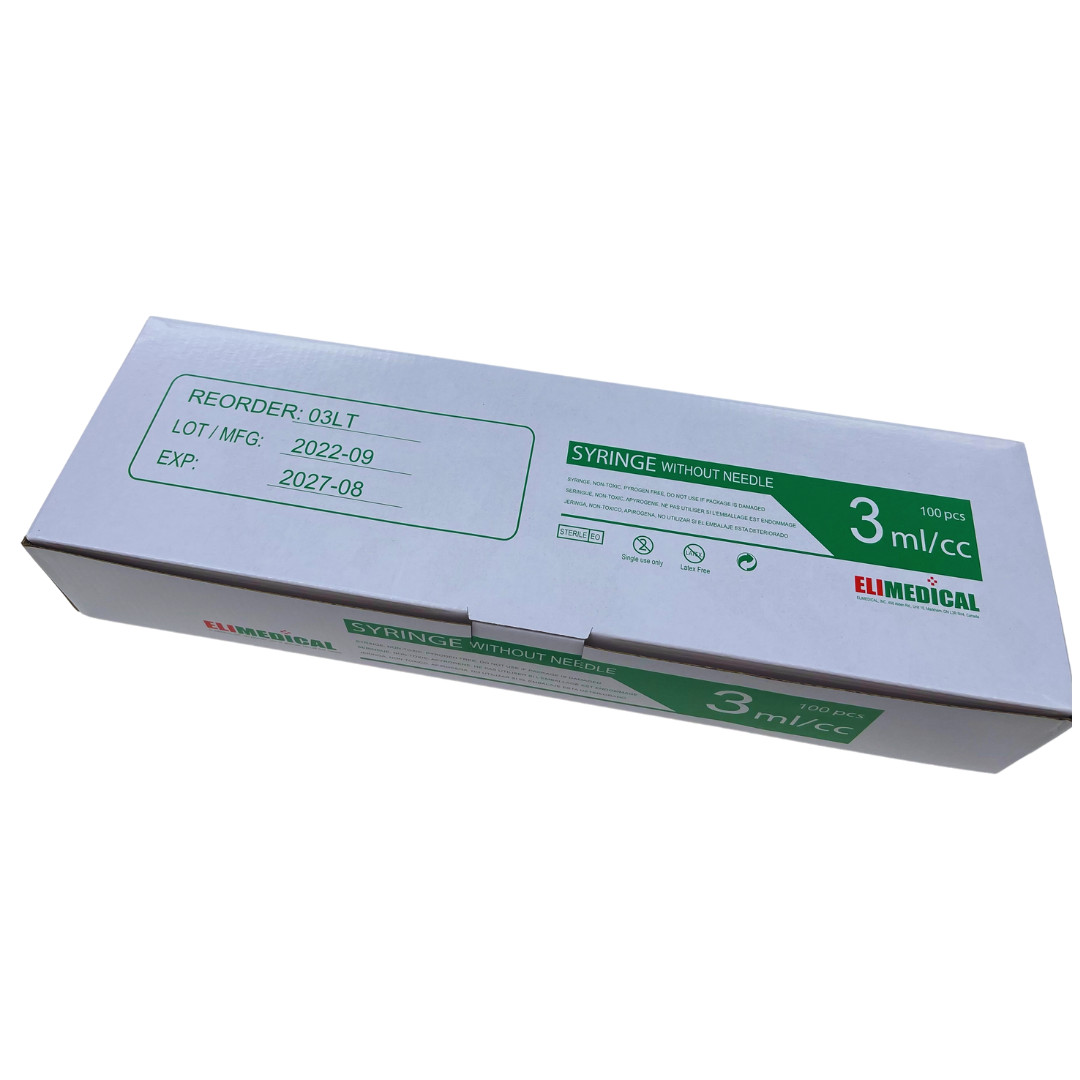 Elimedical Veterinary Syringe, Luer Lock 3cc 100pcs/box 03LT