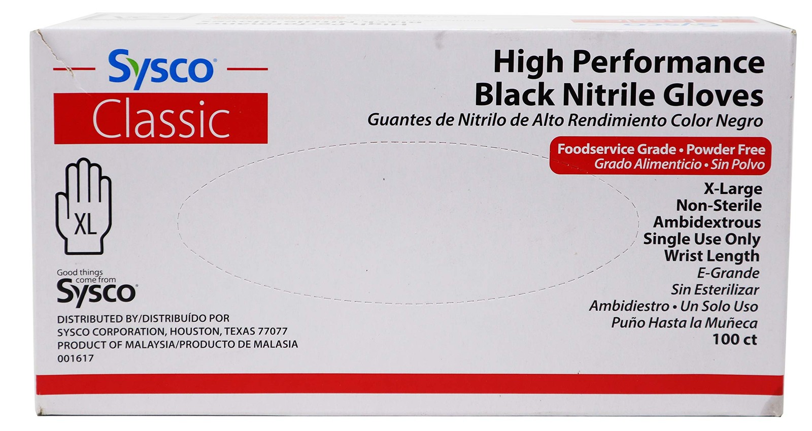 Classic Black Nitrile Extra Large Gloves Box, 100 Count