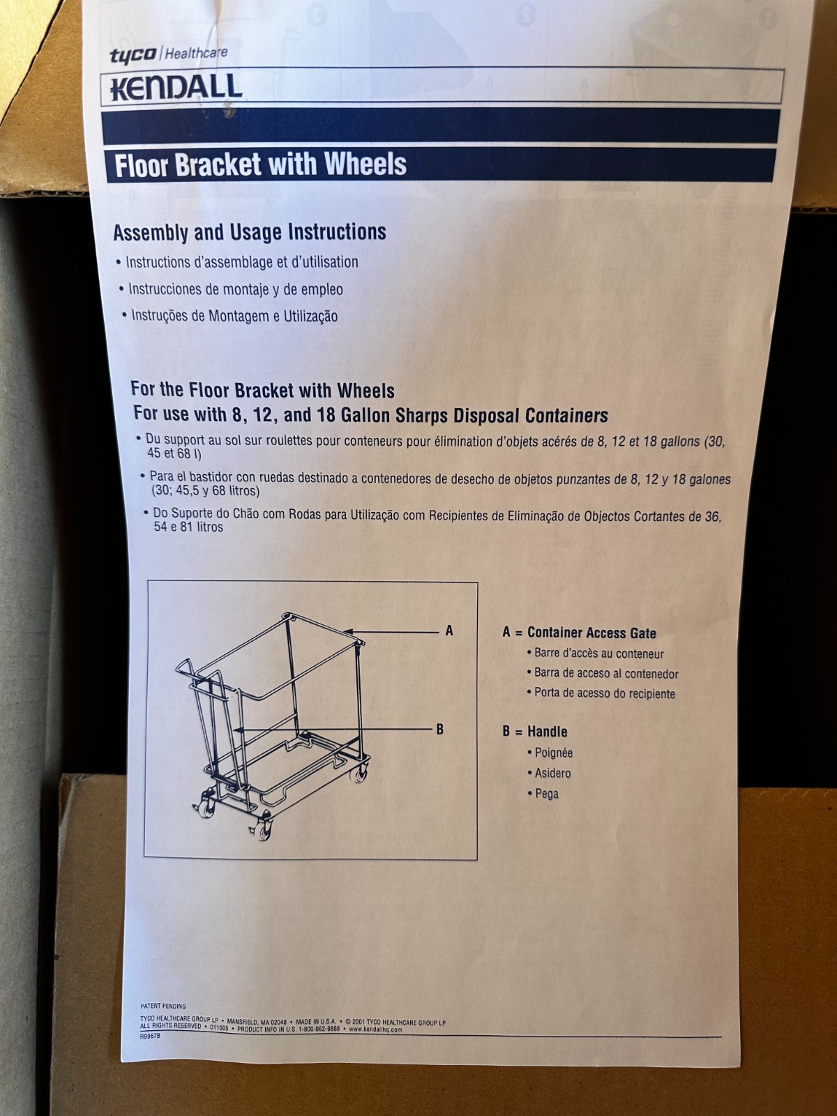 Kendall Floor Cart for Sharp Containers Ref: 8992H
