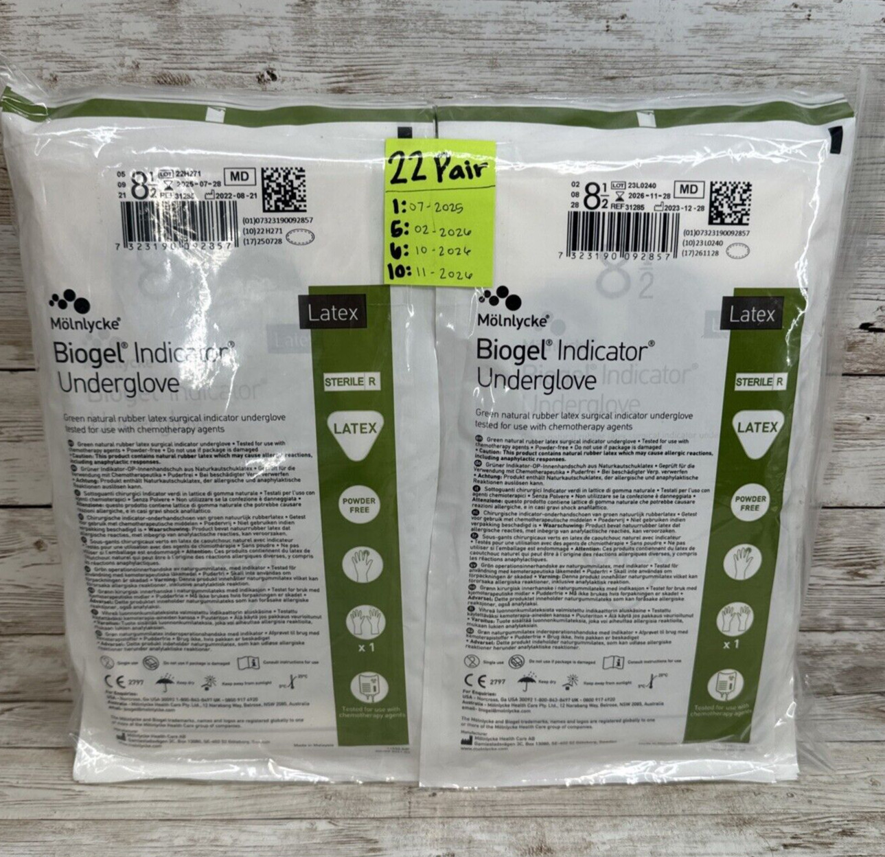 Biogel Indicator Latex Surgical UnderGloves *22 Pair* Size: 8.5 Exp: 7/25-11/26