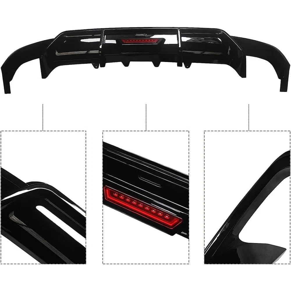 Rear Lip Bumper Diffuser for Camry 18-22 SE XSE with LED Light Glossy Black