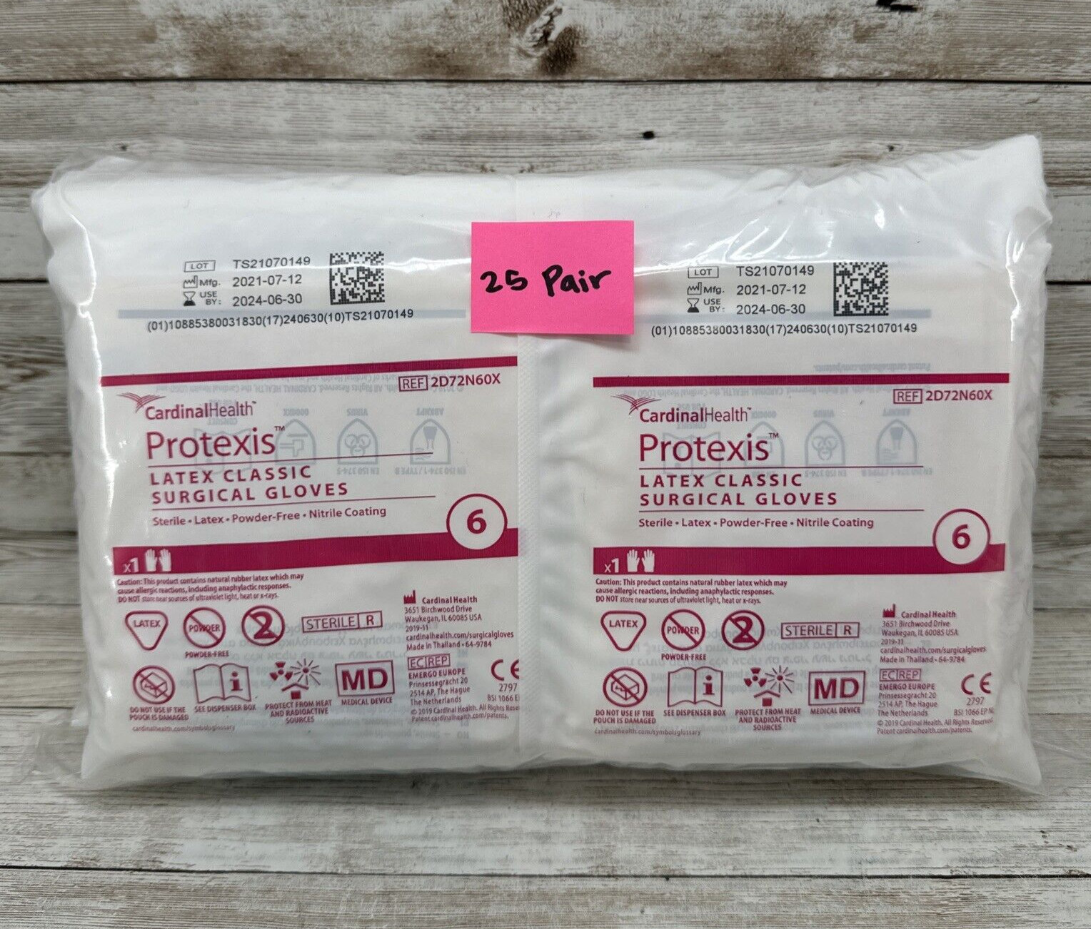 Protexis Latex Classic Surgical Gloves Nitrile Coating 25 Pair Size 6 *See Date*