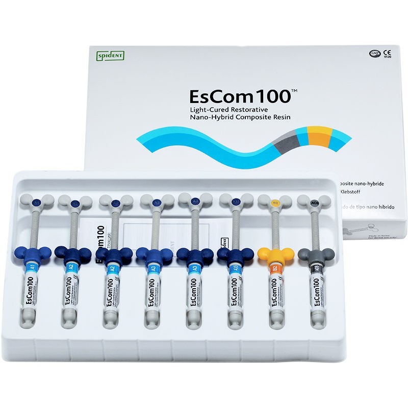 EsCom100 Spident Light-Cured Restorative NanoHybrid Dental Composite Resin Kit