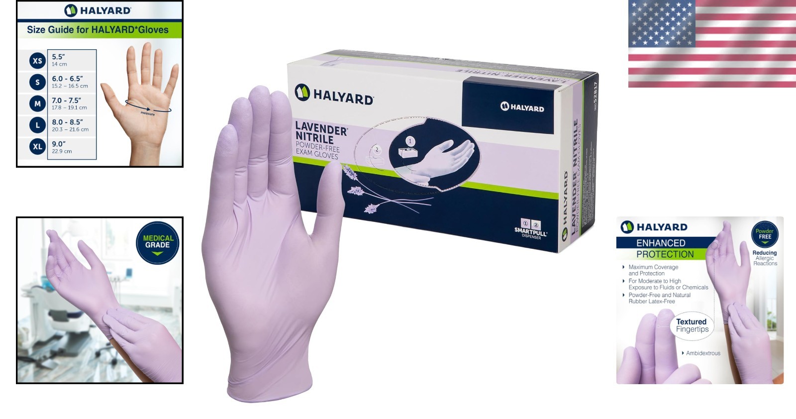 Sensitive Skin Friendly Lavender Nitrile Gloves – Medium, 250 Count, Extra Grip