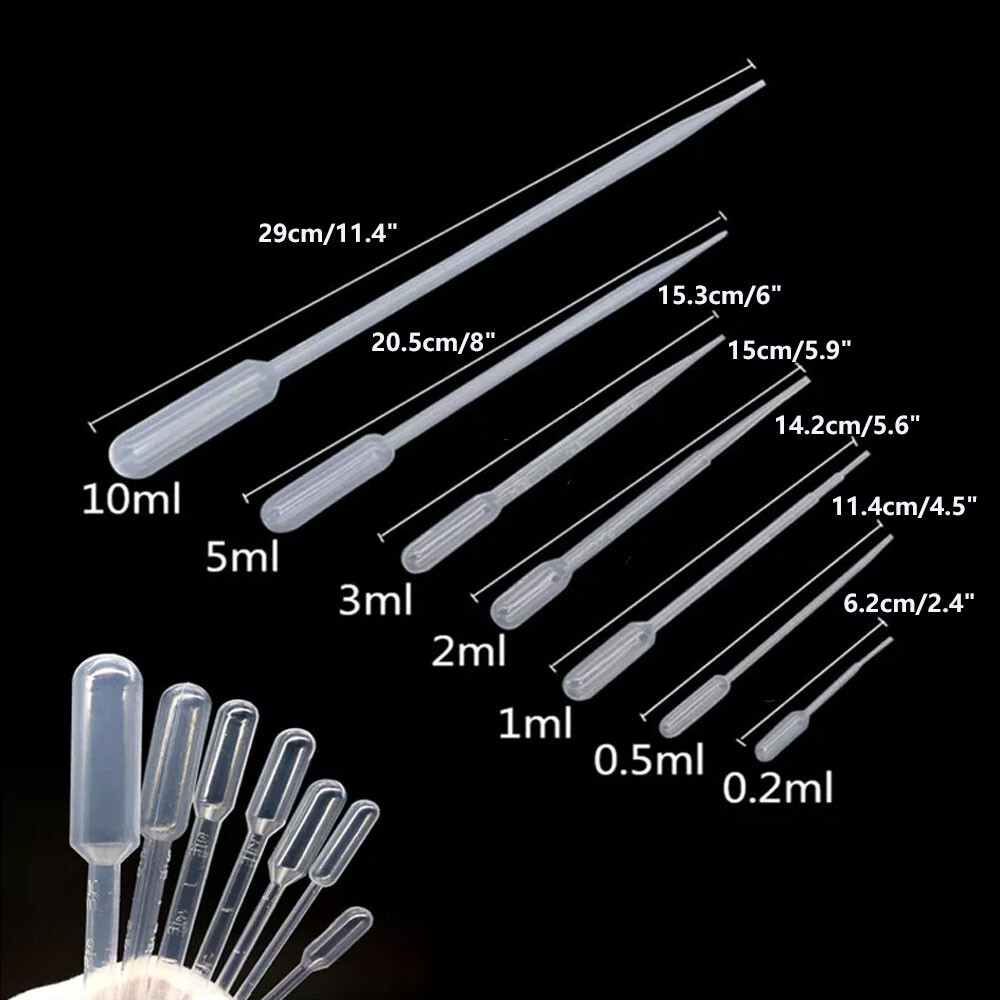 100/200Pcs Transparent Plastic Disposable Transfer Oils Pipettes Eye Dropper