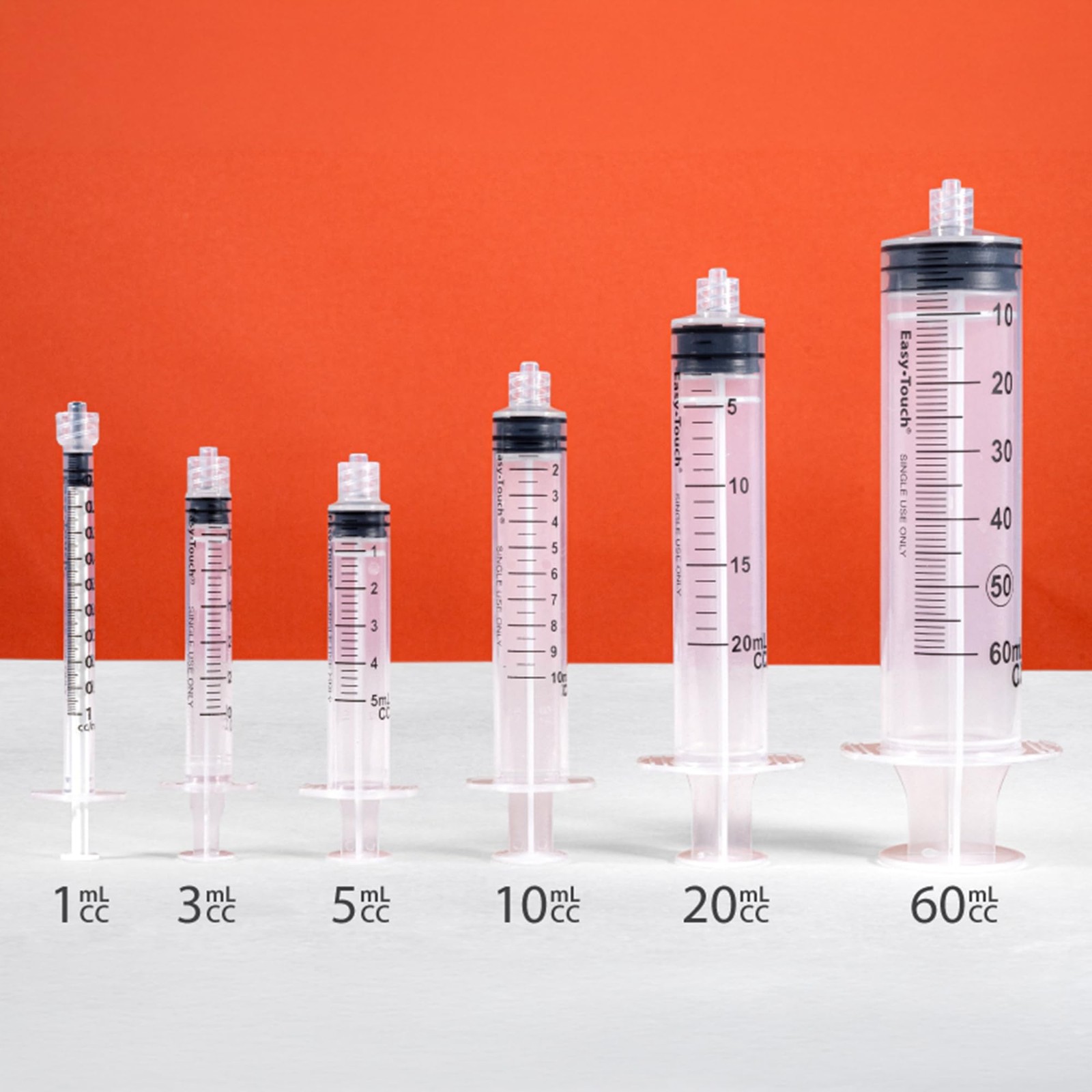 EasyTouch Luer-Lock Syringe Barrel, 1ML Syringe, Pack of 100 1 cc/ml, Blue
