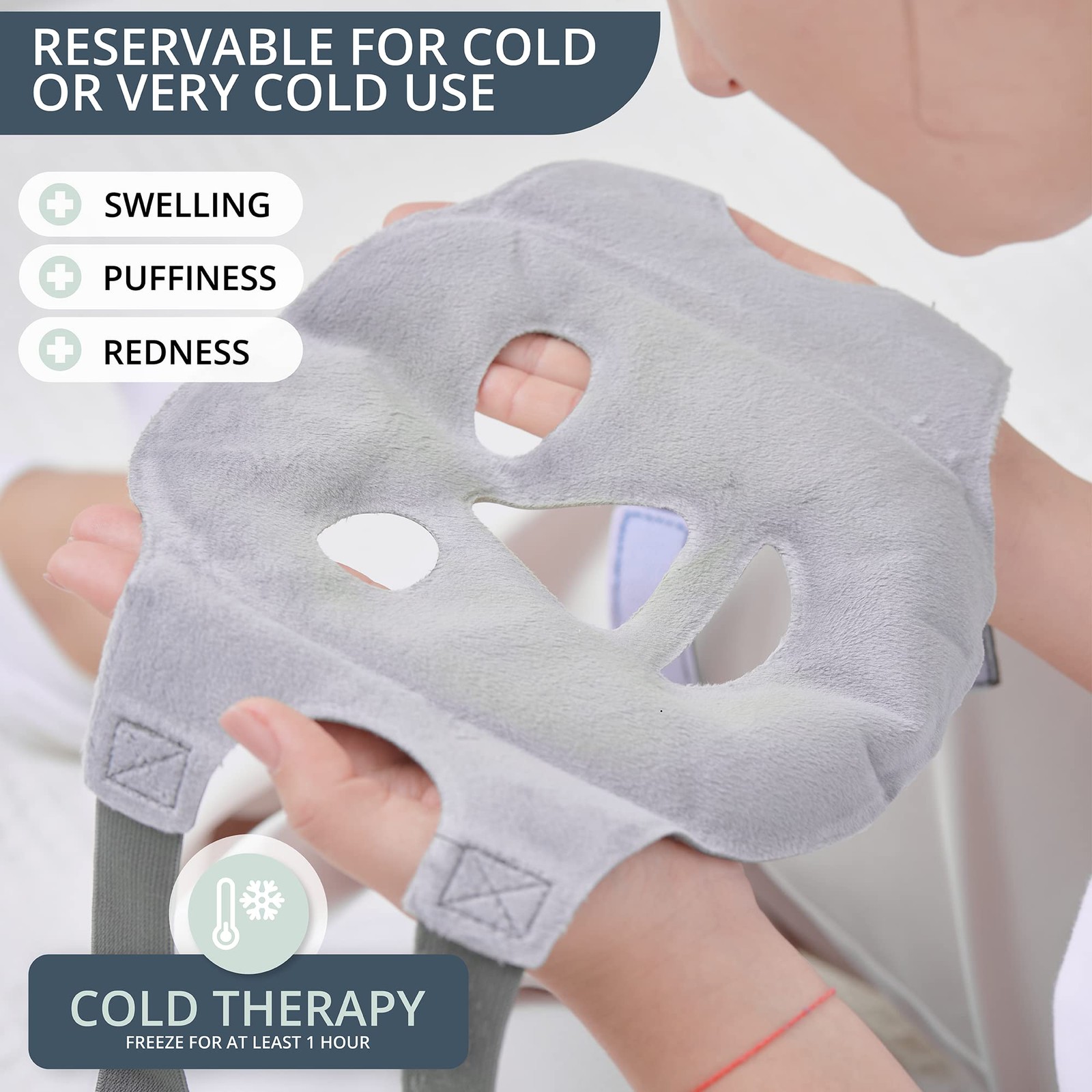 MyHalos® Ice Face Mask – Frozen for Pain 1 Count (Pack of 1), Blue