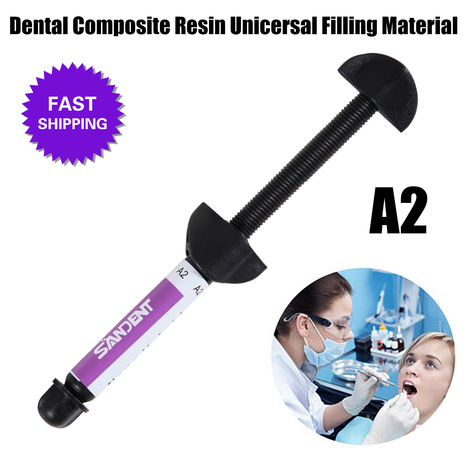 20PCS Dental Composite Universal Light Cure Hybrid Resin A2 Syringe Kit
