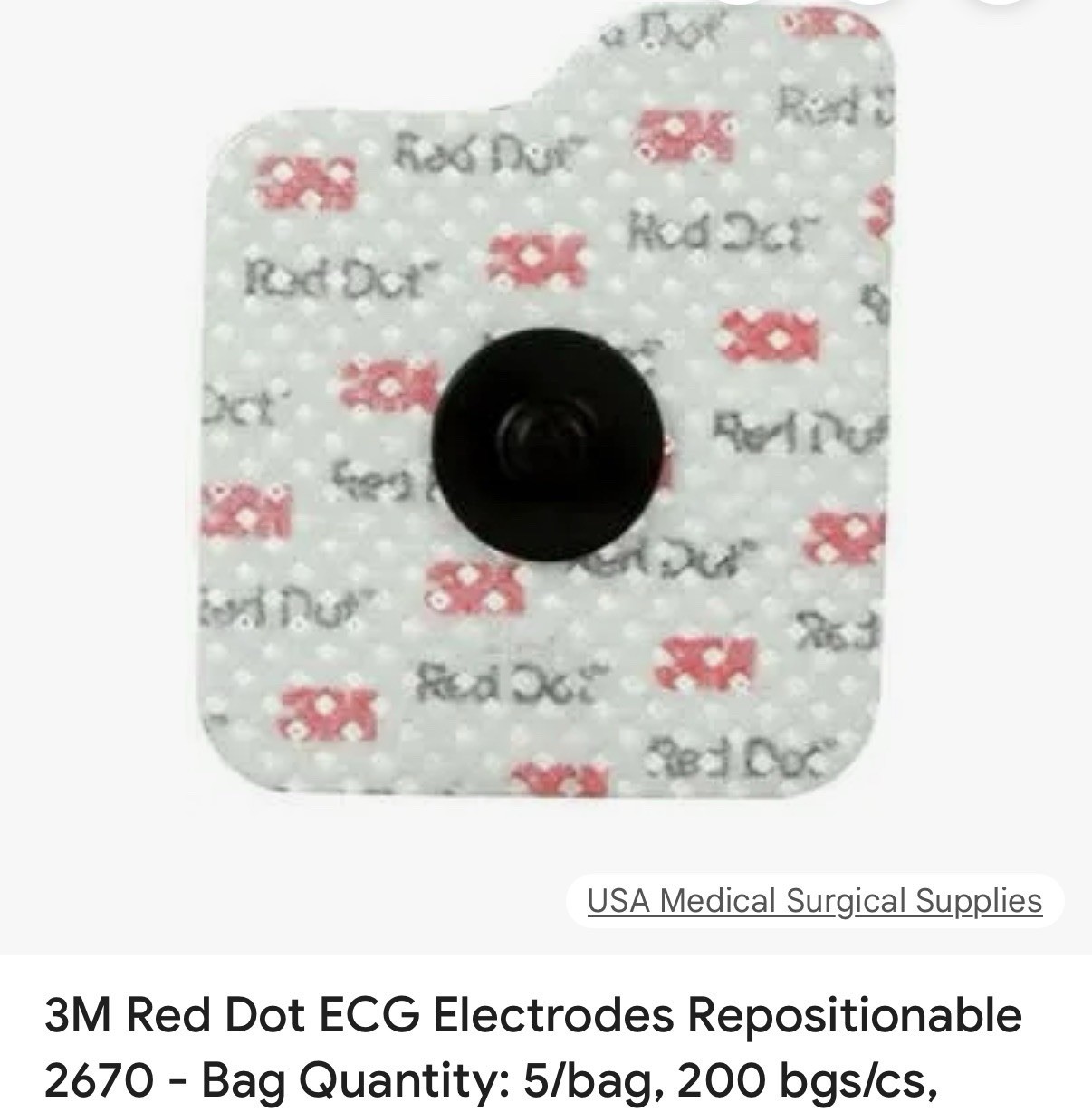 3M 2670-5 Red Dot Repositionable Monitoring Electrode, 1.56″X1.25″, 1000/CS