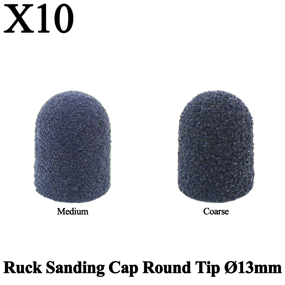 10pcs Ruck Sanding Cap Round Tip Ø13mm Grit Electric Nail Drill Manicure