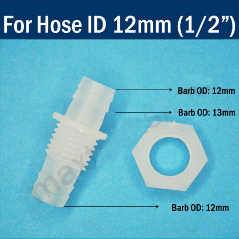 Plastic Straight Elbow Bulkhead Fitting Hose Barb Tube Connector Inch In 1~12mm
