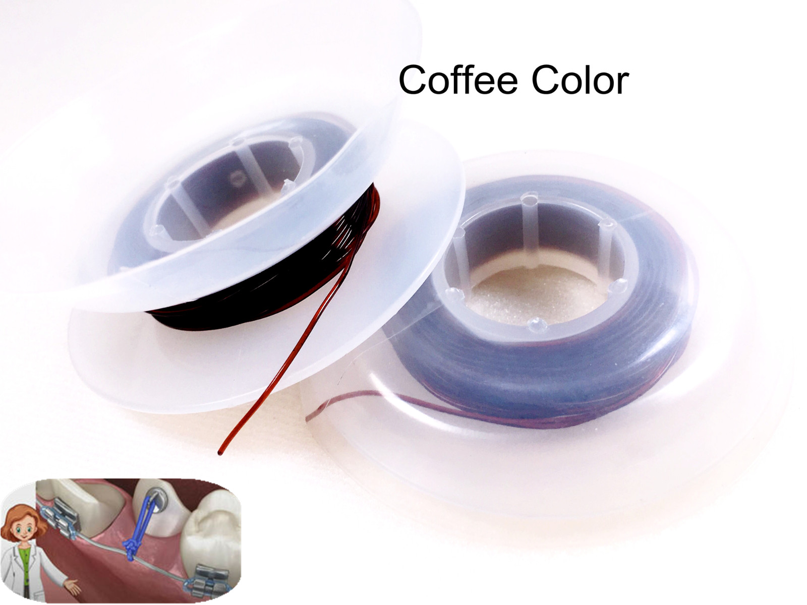 2Rolls Dental Orthodontic Elastic Power Tube Orthodontic Solid Thread 5 Colors