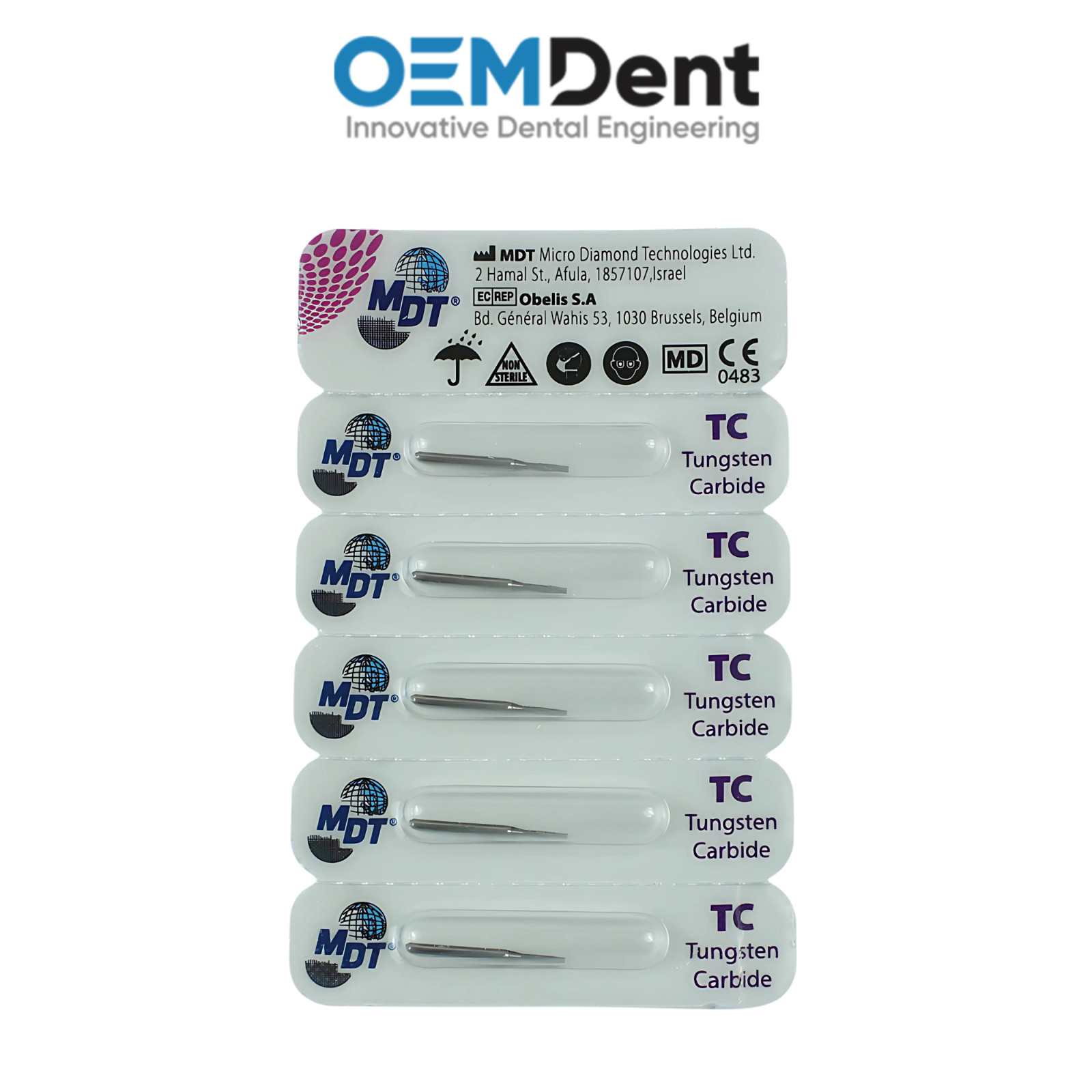 MDT Tapered Fissure Plain Cut FG Carbide Burs Tooth Prep Cavity Shaping L19.0mm
