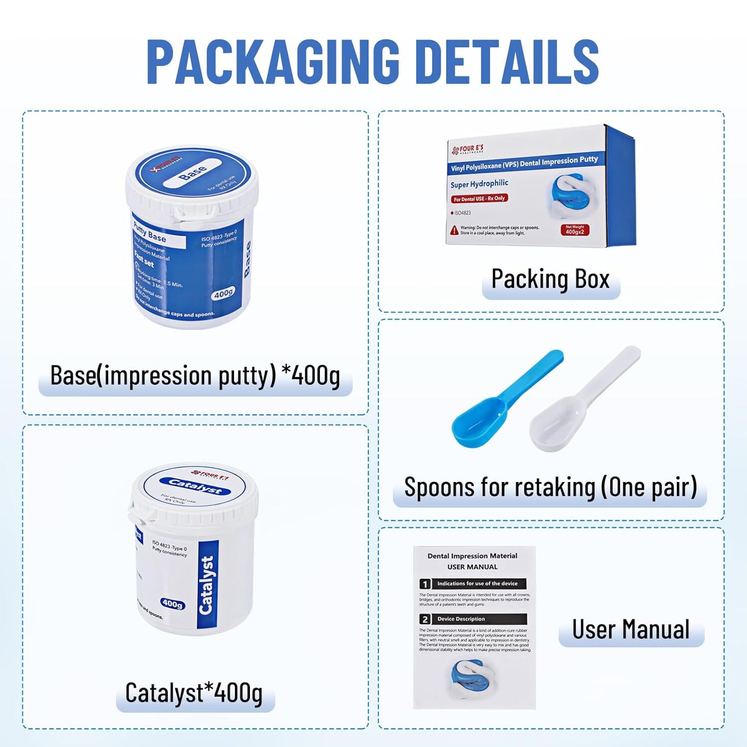 20x 400g (Base+Catalystst) Dental Putty Fast Set PVS VPS Impression Silicon USA