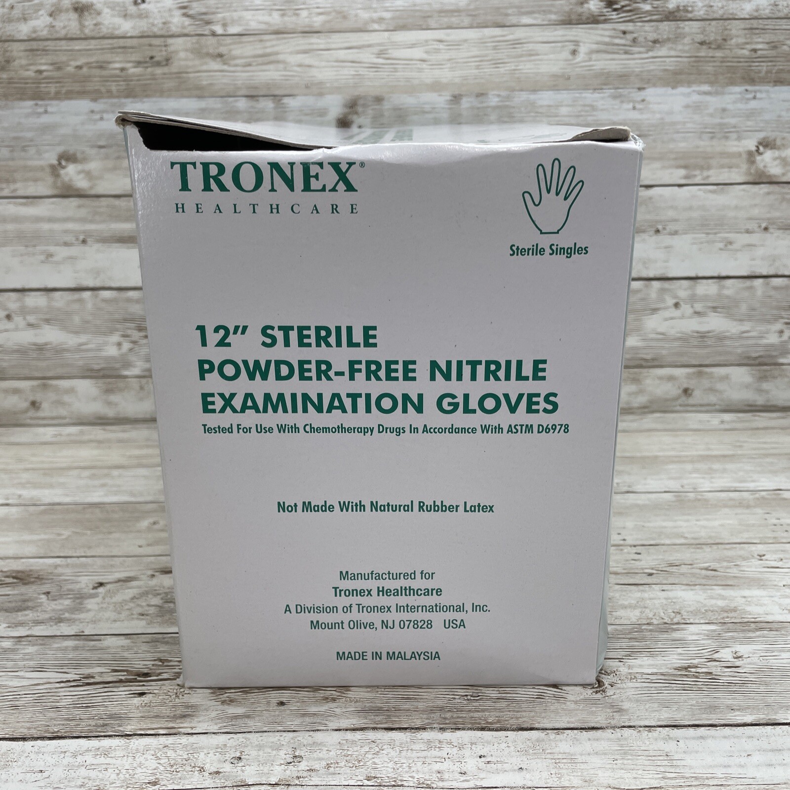 1 *DENTED BOX* TRONEX 12″ STERILE NITRILE EXAM GLOVES, SIZE MEDIUM