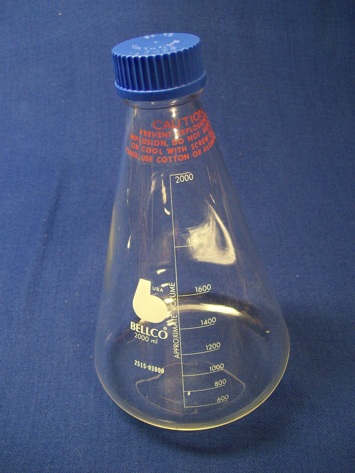 Nice BELLCO 2000 ml Screw Top Erlenmeyer Flask No. 2515-02000 With Cap Carafe