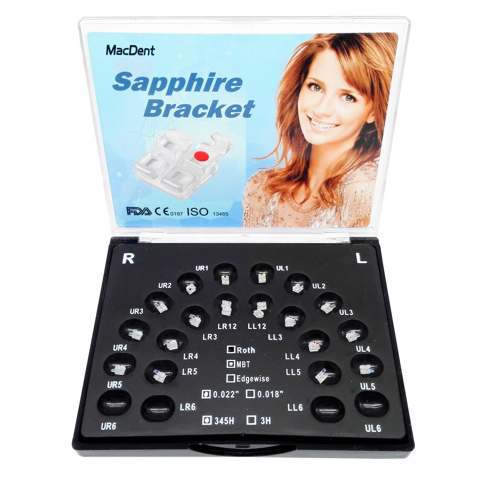 Orthodontic Self Ligating Brackets Ceramic Sapphire brace RothMBT 022»3/345Hook