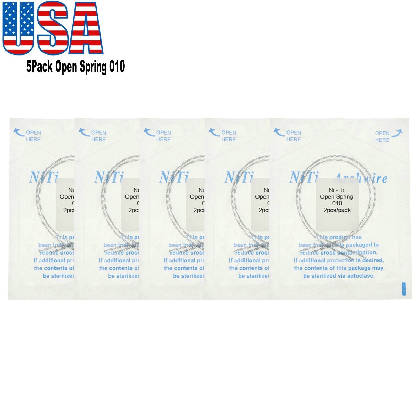 US 10Pcs Dental Orthodontic Open Coil Spring NITI Elastic Springs 010 2PCS/Pack