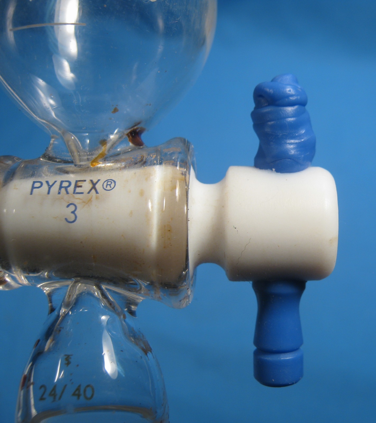 PYREX 100 ML SEPARATORY FUNNEL CYLINDRICAL 24/40 TEFLON FREE SHIPPING 6-B