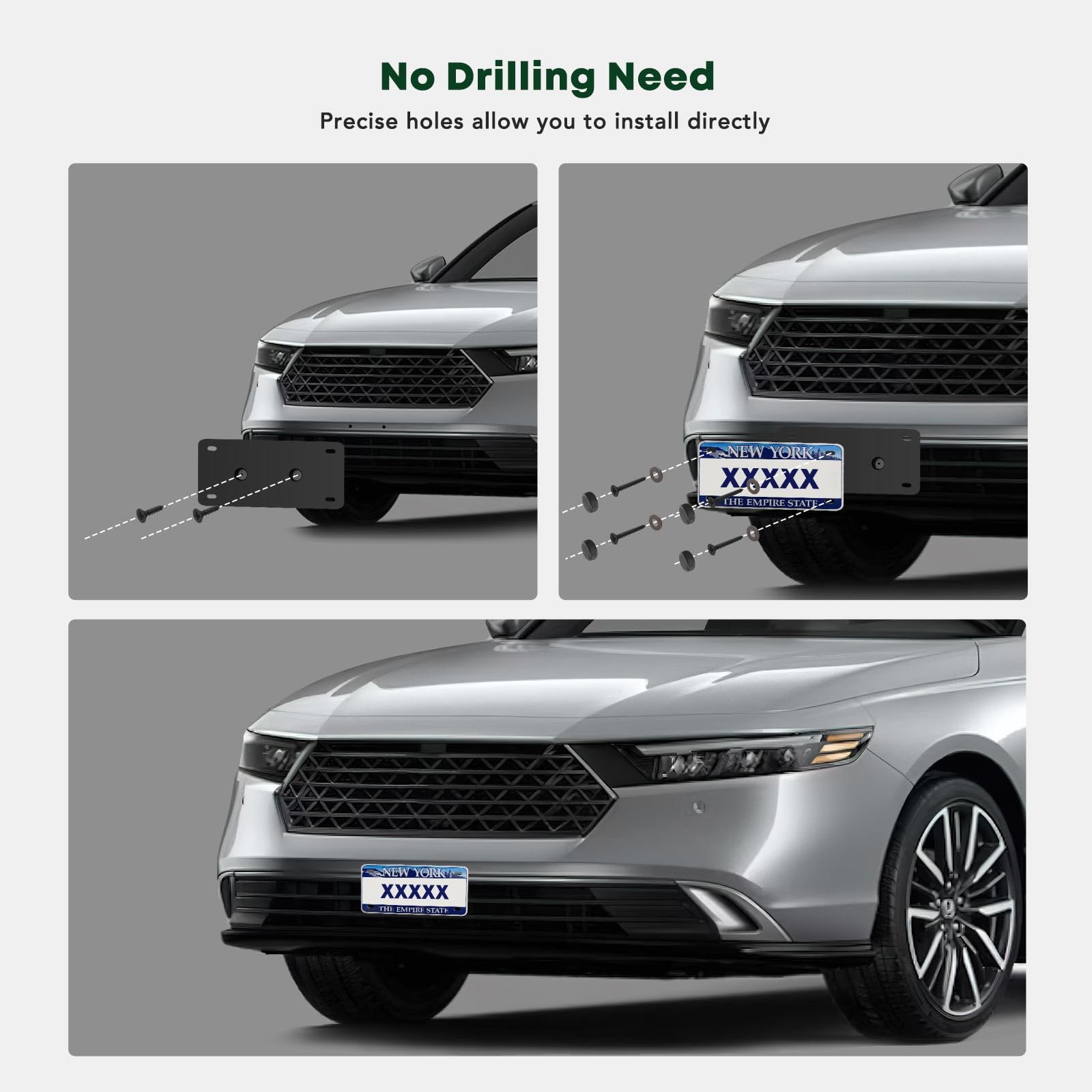 Front License Plate Frame Without Screws Black Plastic Bumper Bracket Holder