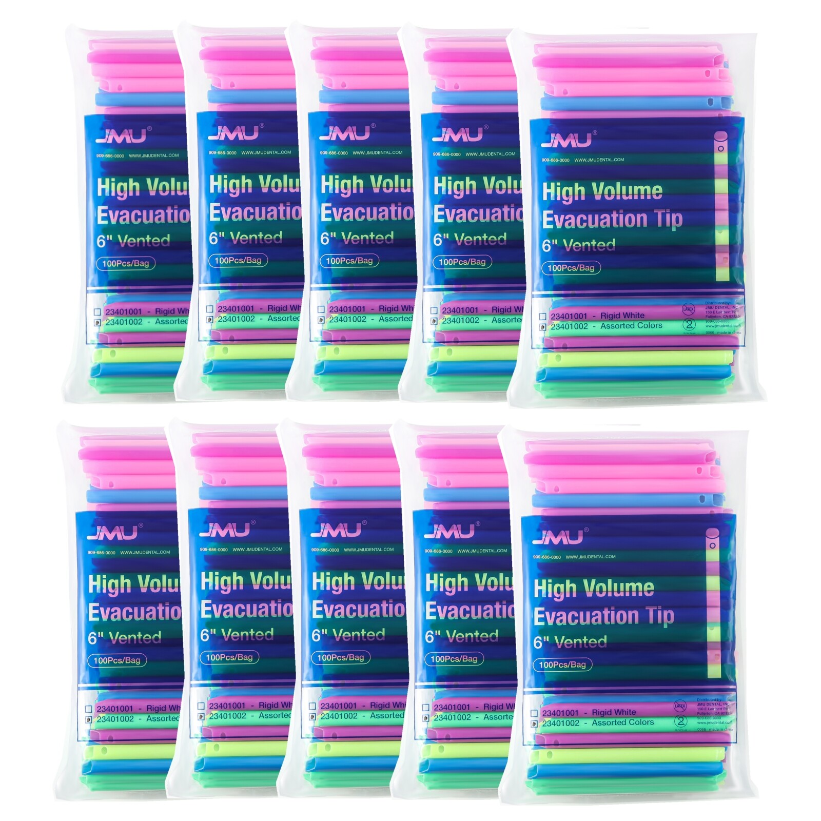 1000pcs Dental HVE High Volume Evacuation Speed Suction Tips 6″ Vented Assorted