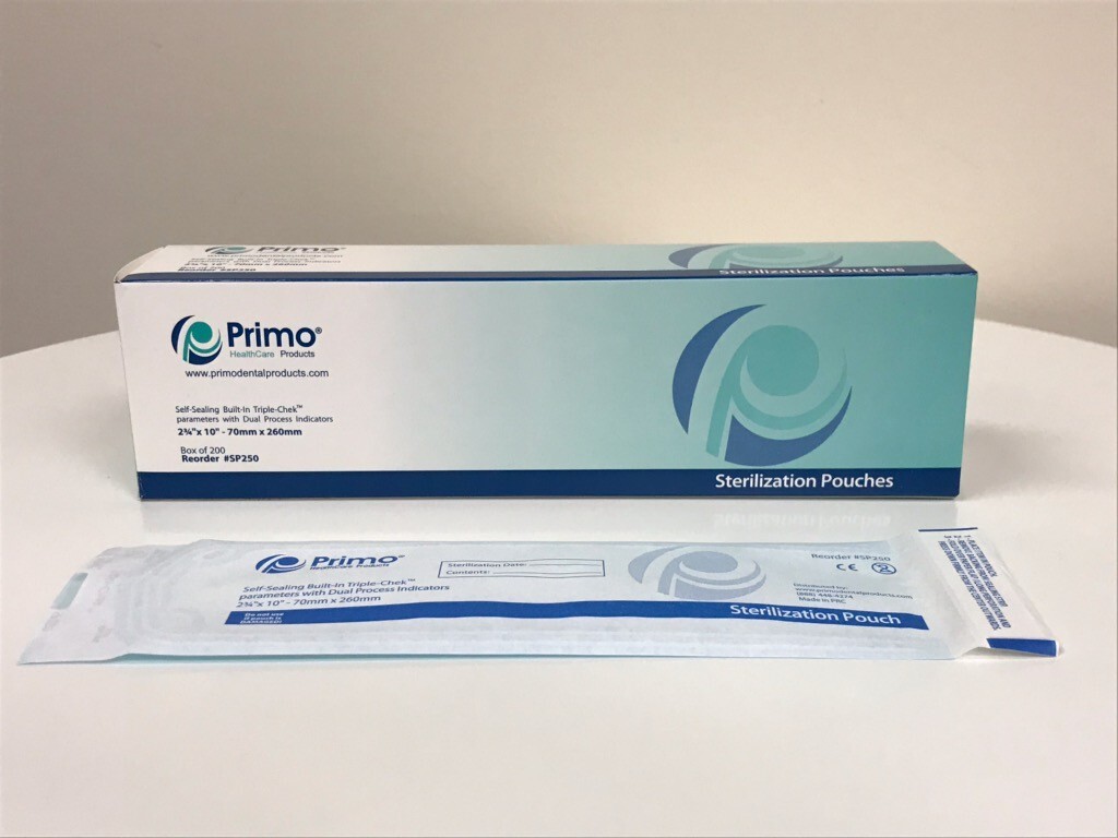 Primo Triple Chek Sterilization Pouch 2.75 x 10 (1000) Bags Dental Tattoo Nail