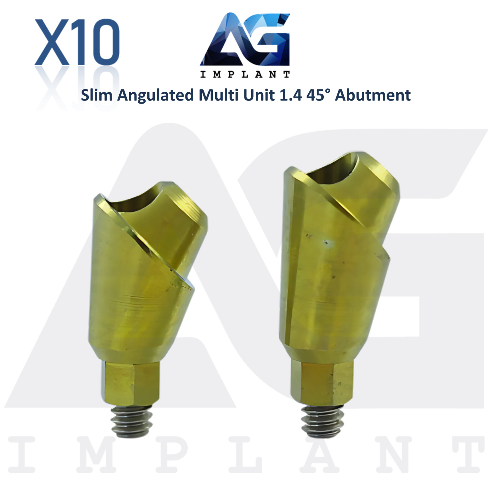 10 Angulated Multi Unit 1.4mm Prosthetic 45° Slim Platform Int Hex 2.0mm System