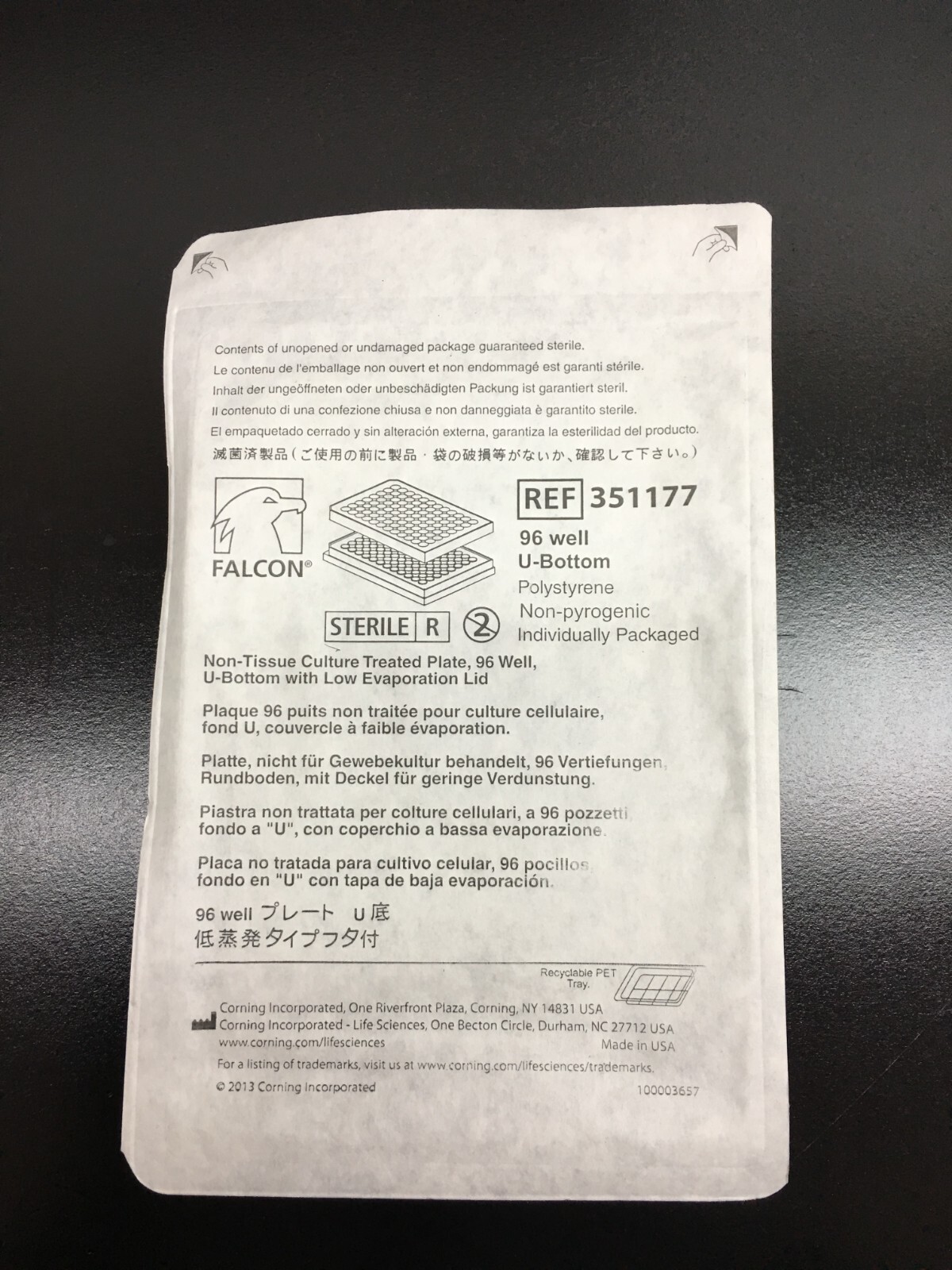 Corning Falcon REF 351177 Clear Round Bottom 96-well Microplate Lot 13 PCS