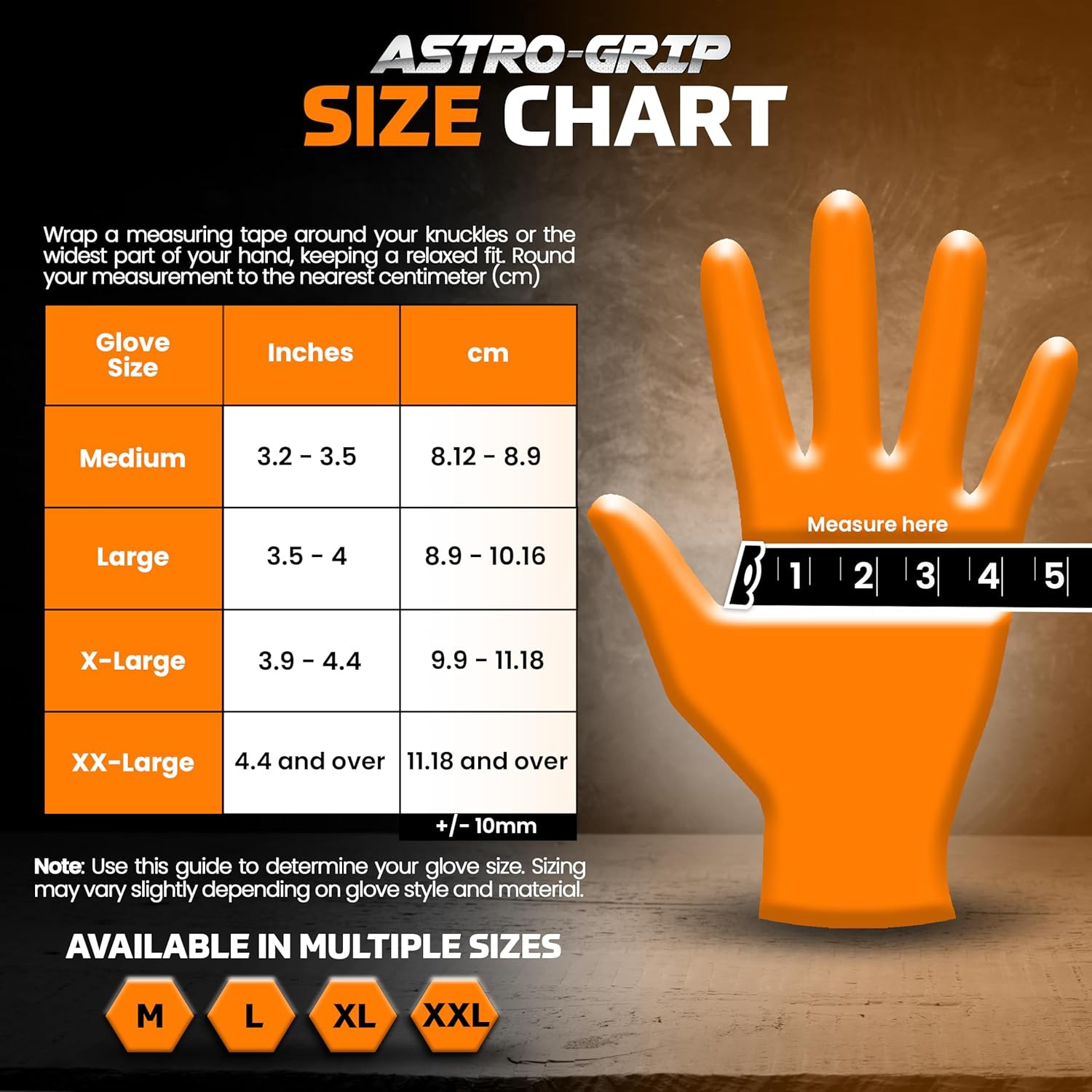 Astro-Grip Powder-Free Exam Grade Nitrile Disposable Gloves. Size Large, Orange,
