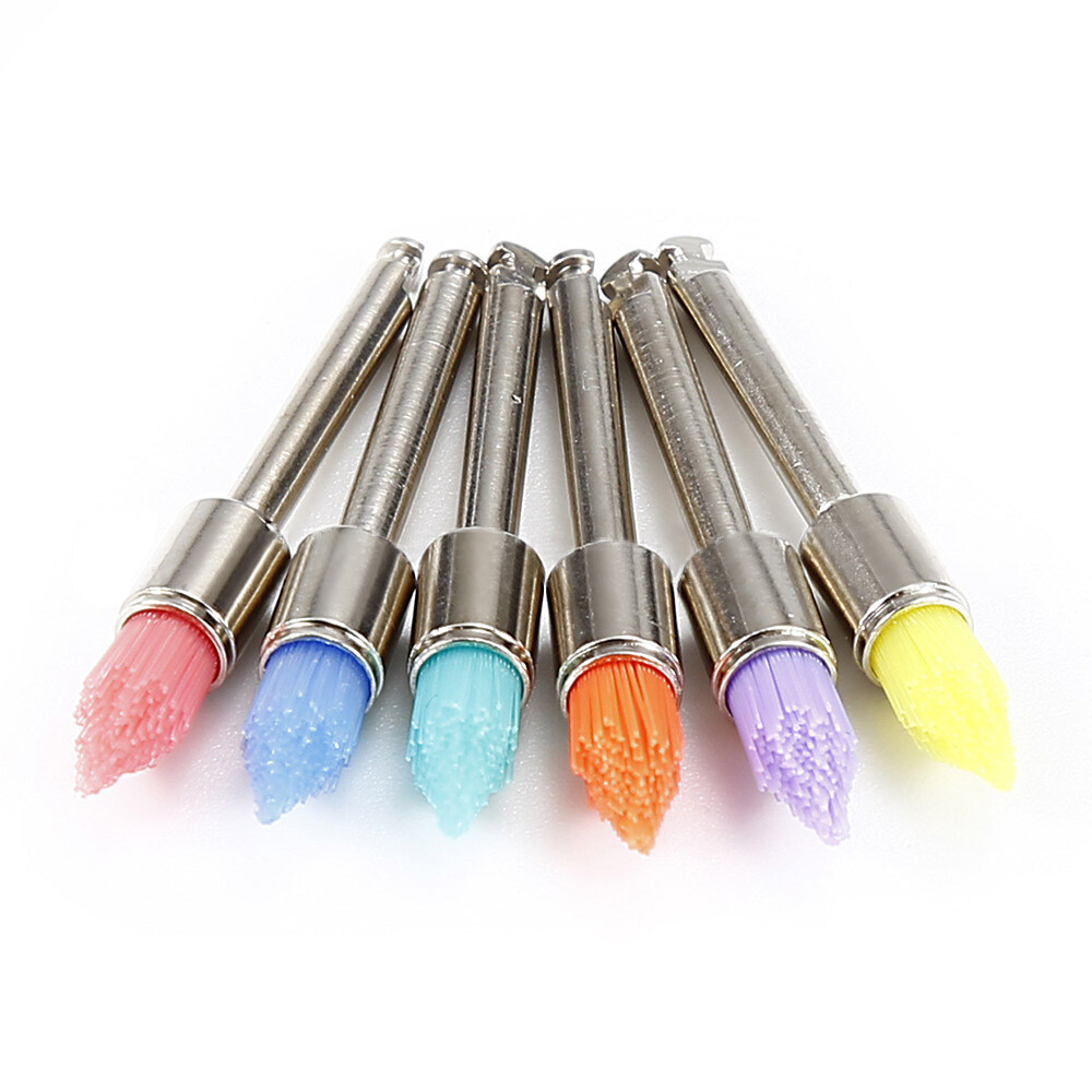 100Pcs Dental Polishing Prophy Brushes Latch Colorful Rubber Nylon Flat Tapered