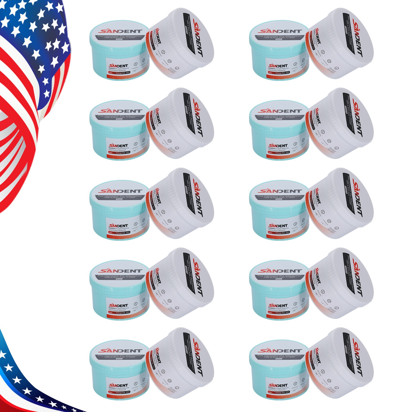 Dental SANDENT Putty PVS VPS Impression Material Base Fast Set 2x 400g USA