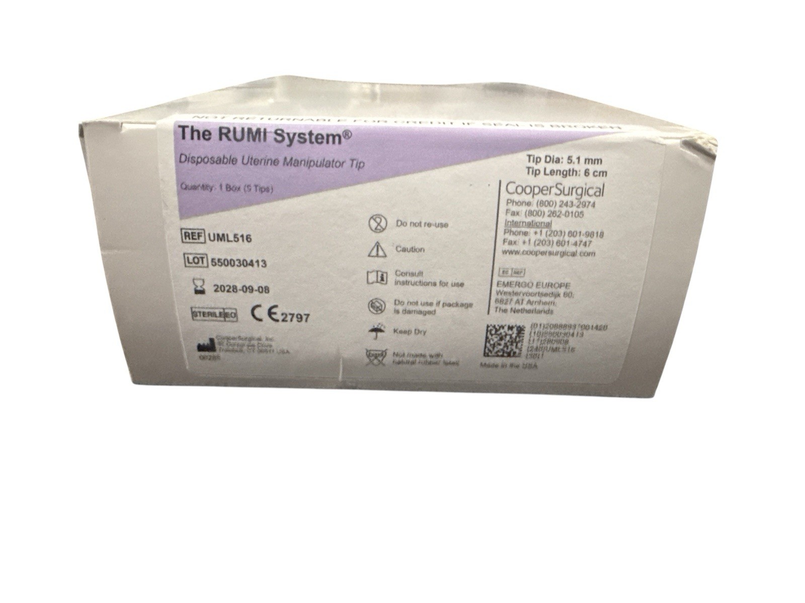 CooperSurgical RUMI System UML516 Disposable Uterine Manipulator Tips Box of 5