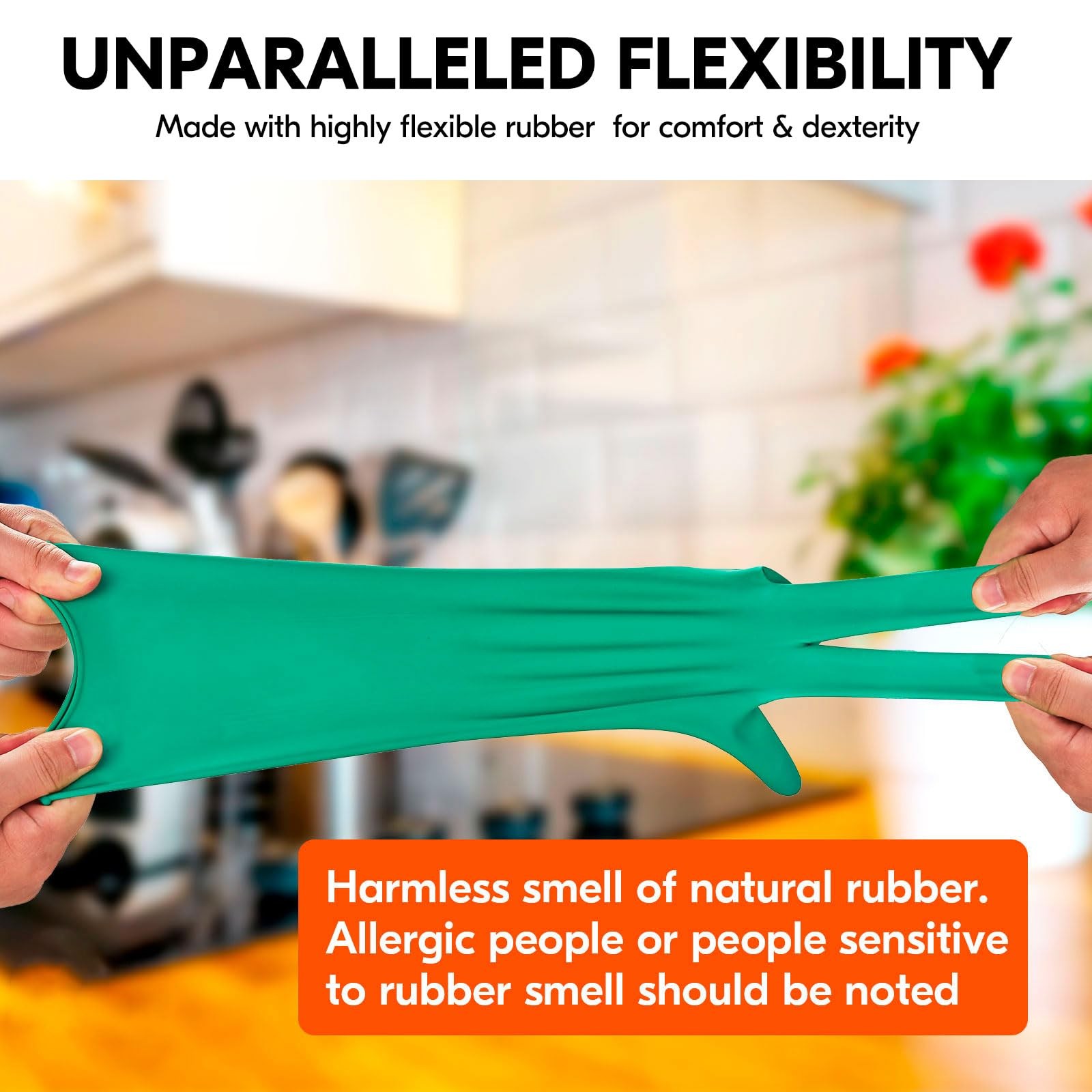 Reusable Rubber Dishwashing Gloves, Extra Thick, Long Sleeve, Size XL, Green