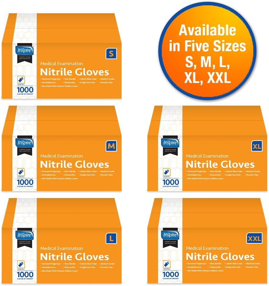 Inspire Nitrile Exam Gloves | the Original Quality Stretch Nitrile Cobalt Blue |