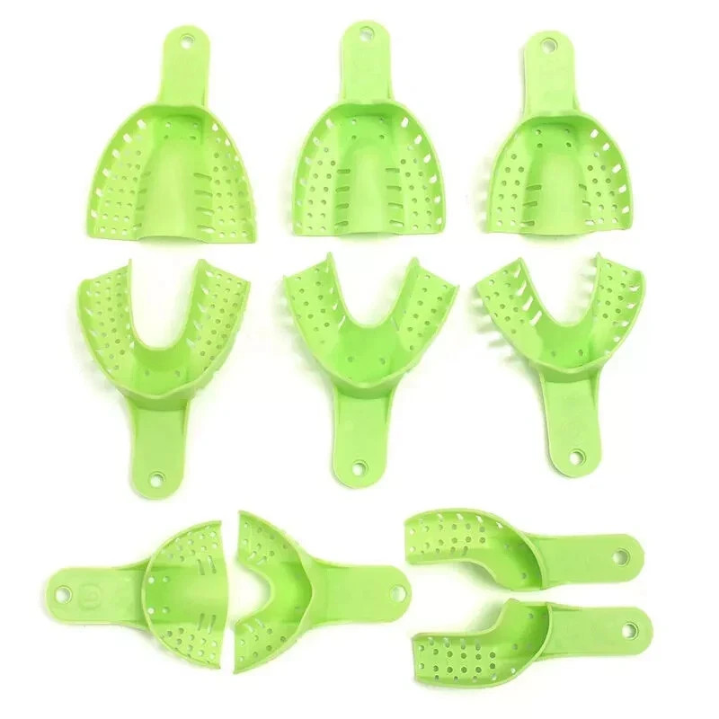 10 Pcs/Set Dental Lab Supply Impression Trays Autoclavable Green Central Denture