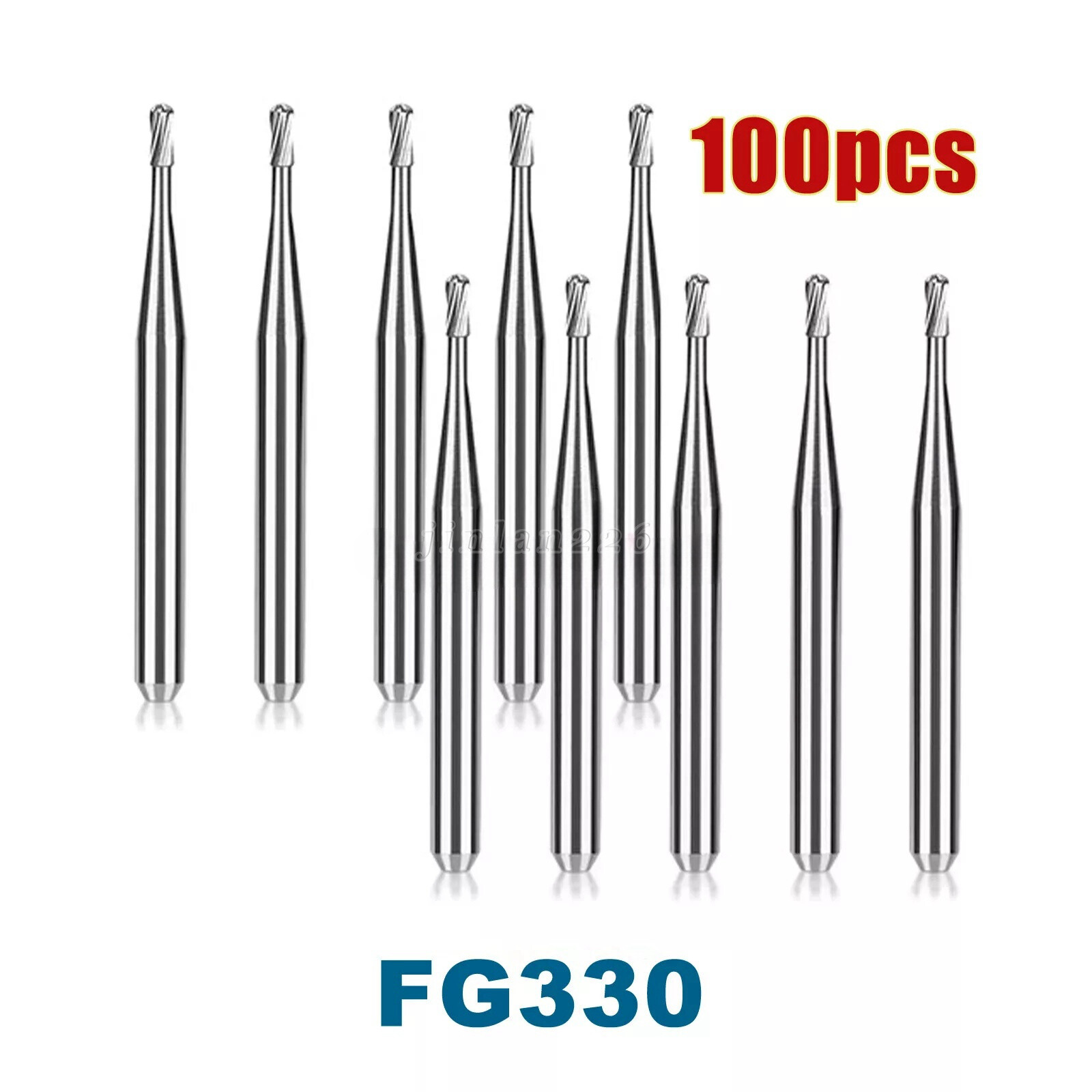 100/Pk Dental Midwest FG #330 Short Shank Pear Shaped Carbide Burs Bulk 19mm