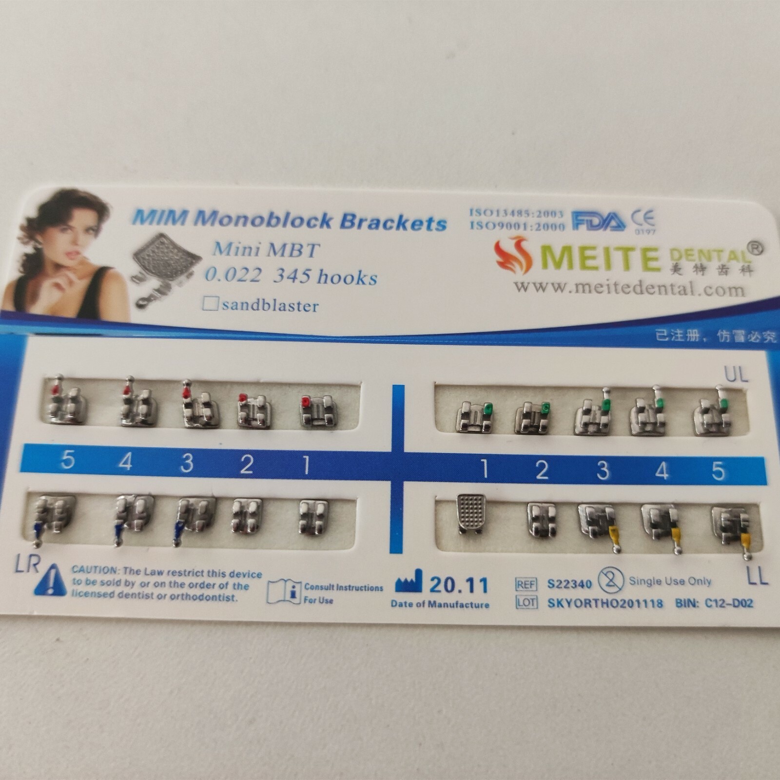 100 Sets Dental Brackets Teeth Braces Mini MBT 022 345 Hooks Monoblock Ultrathin