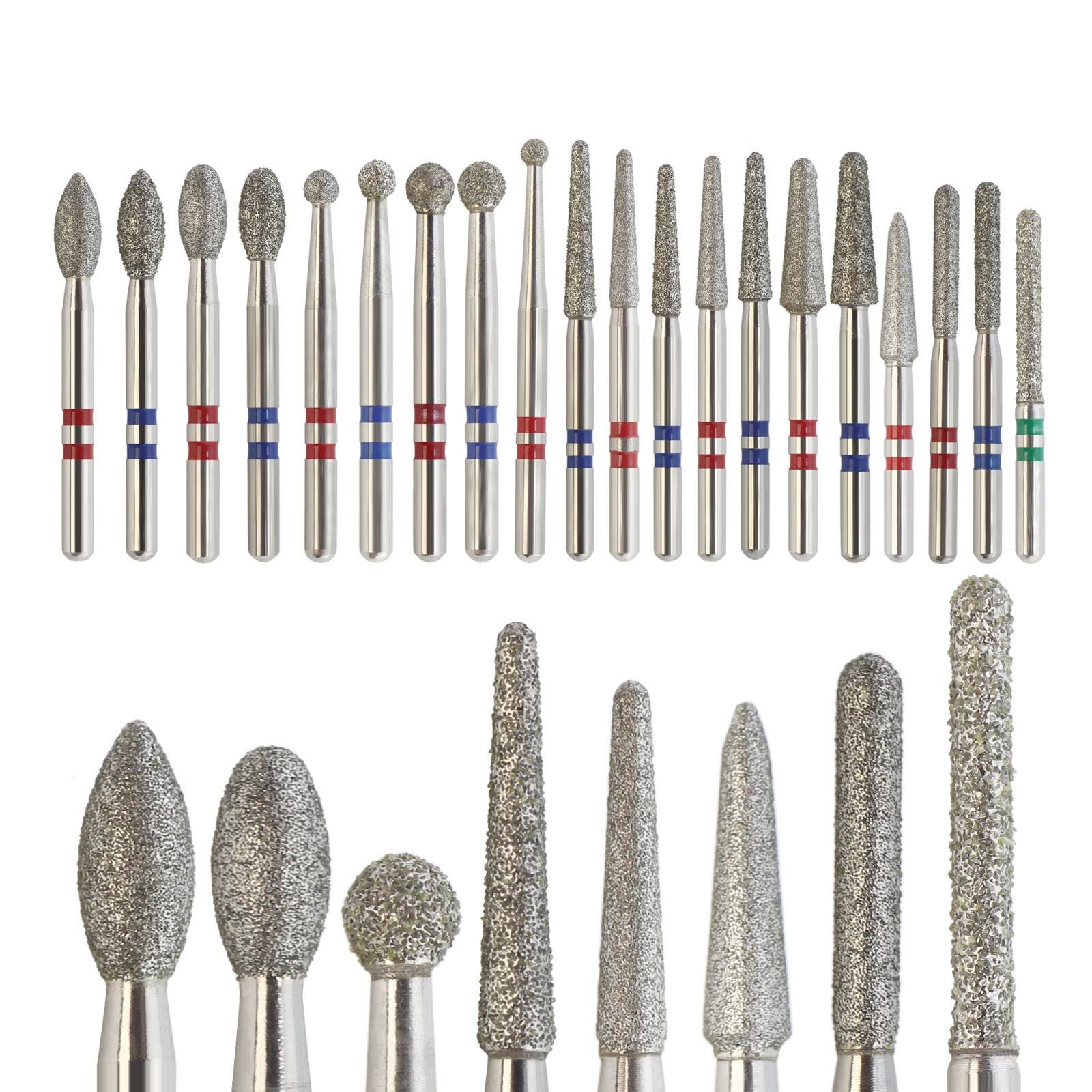 Zirconia Diamond Burs Friction Grip Egg Football Ball Round End Taper Cylinder