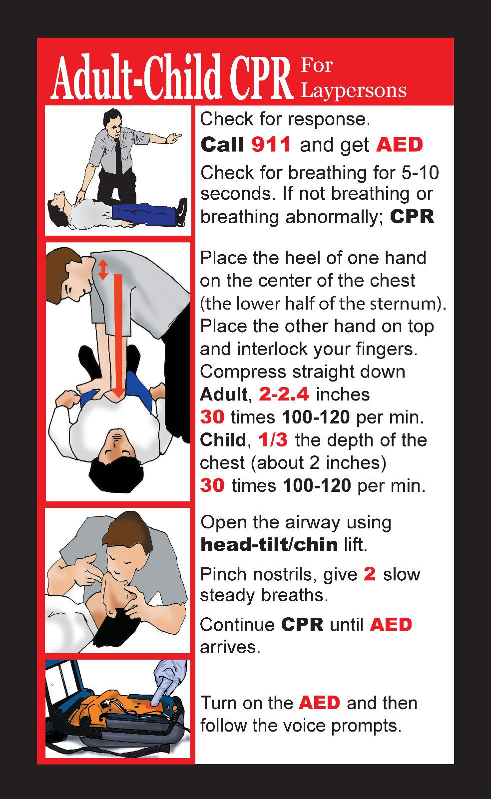 250 Personalized Custom Business Cards w/2015 CPR Instructions on back