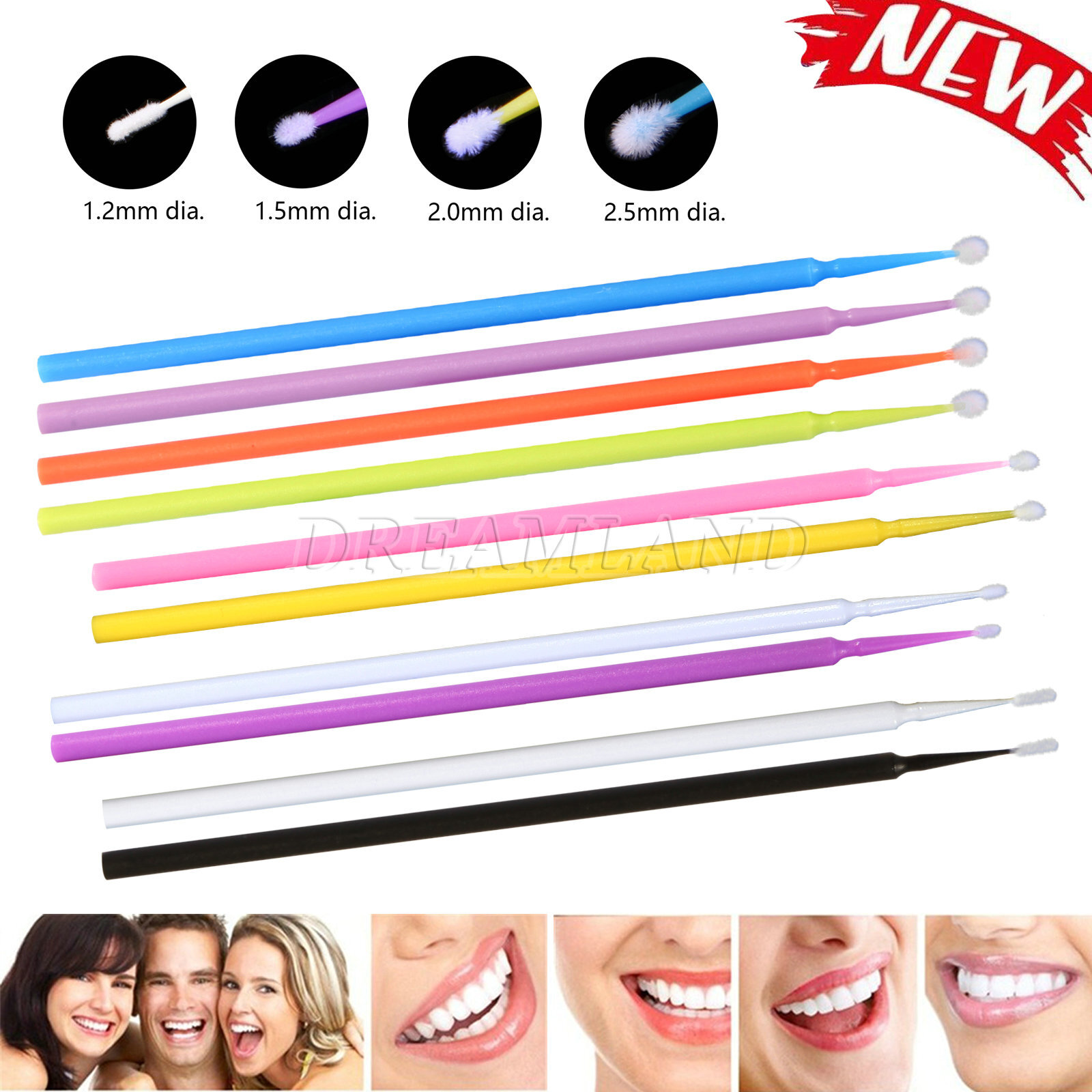 Dental Micro Brush Disposable Eyelash Medium Tooth Applicators 100pcs/Pack