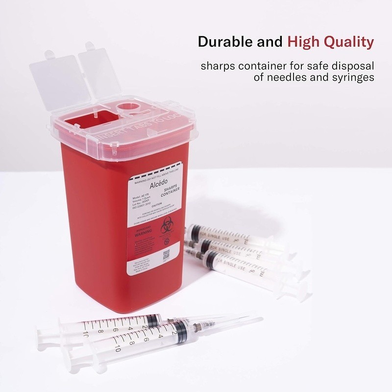 Durable Sharps Container Home Professional Use Lightweight Biohazard Disposal