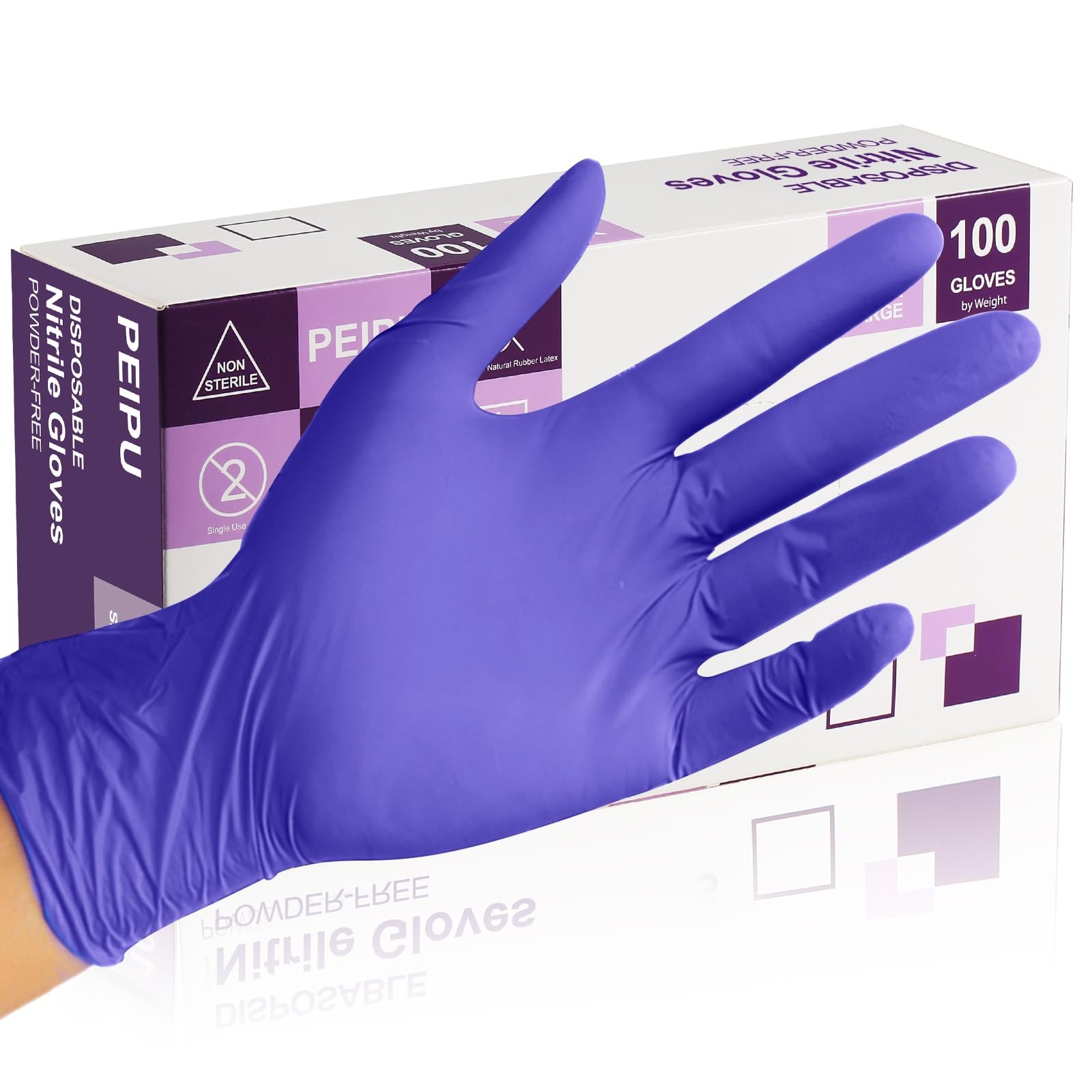 Nitrile Gloves,Disposable Cleaning Gloves,(Medium, 100-Count) Powder Free, La…