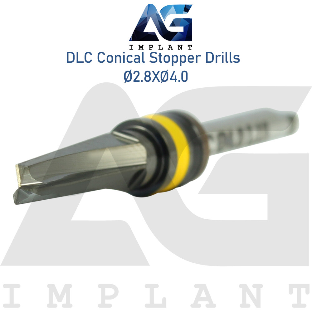Ø2.8XØ4.0 Integral Stopper DLC Conical Drill External Irrigation Tool Carbon