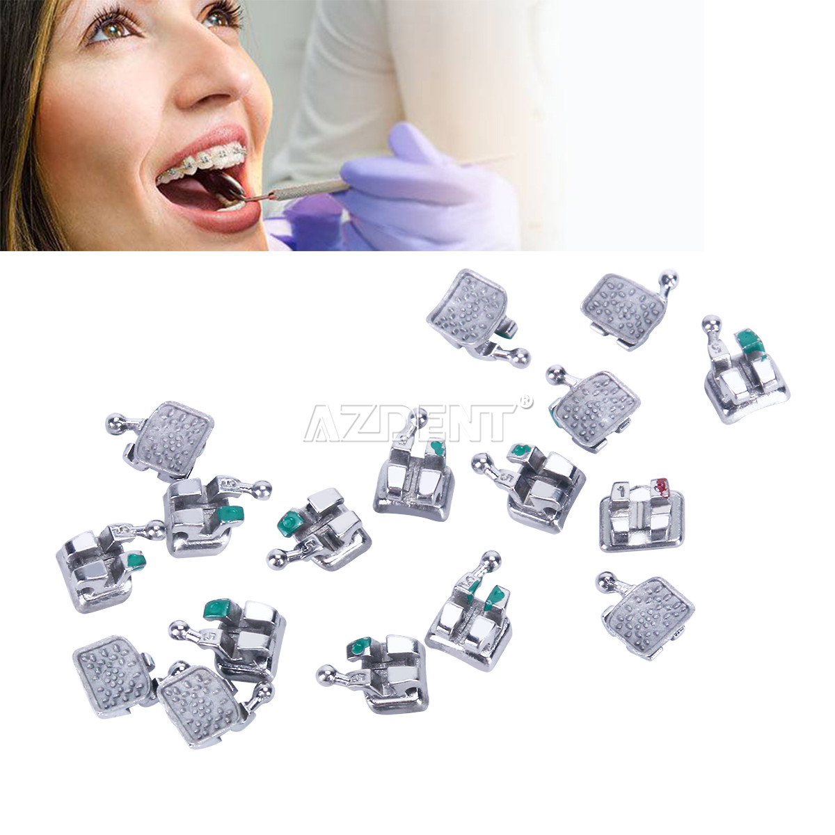 Dental Orthodontic Monoblock Bracket Braces Mini Roth 022 Hooks 3-4-5 AZDENT