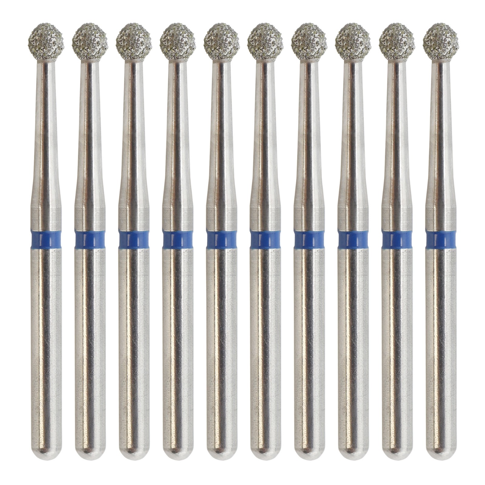 10pc/pk Dental Medium Grit Diamond Burs Surgical Long Bur Round Ball 801L/018M