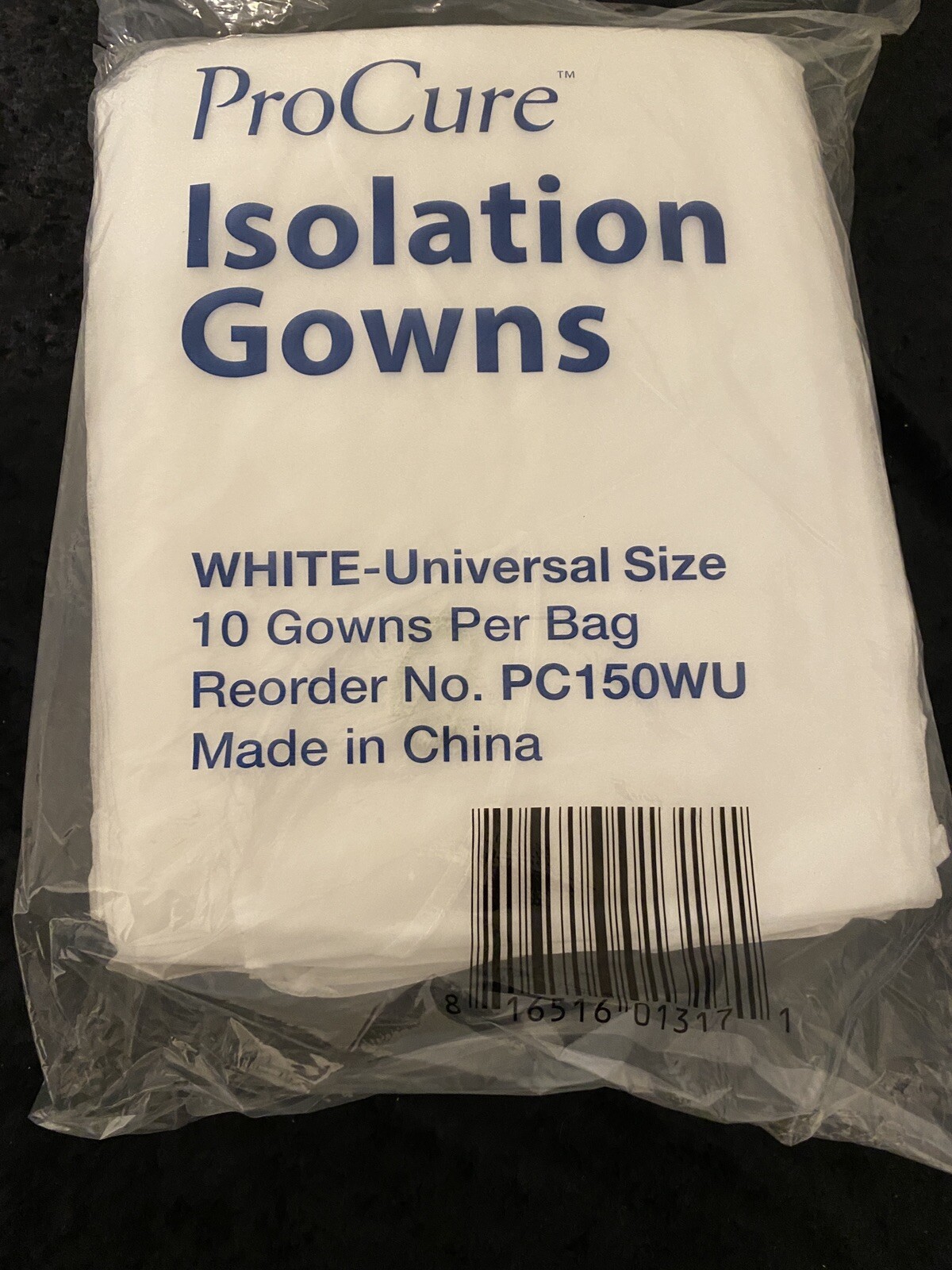 ProCure Isolation Gowns white Quantity 50 Pieces Health Care Universal Size