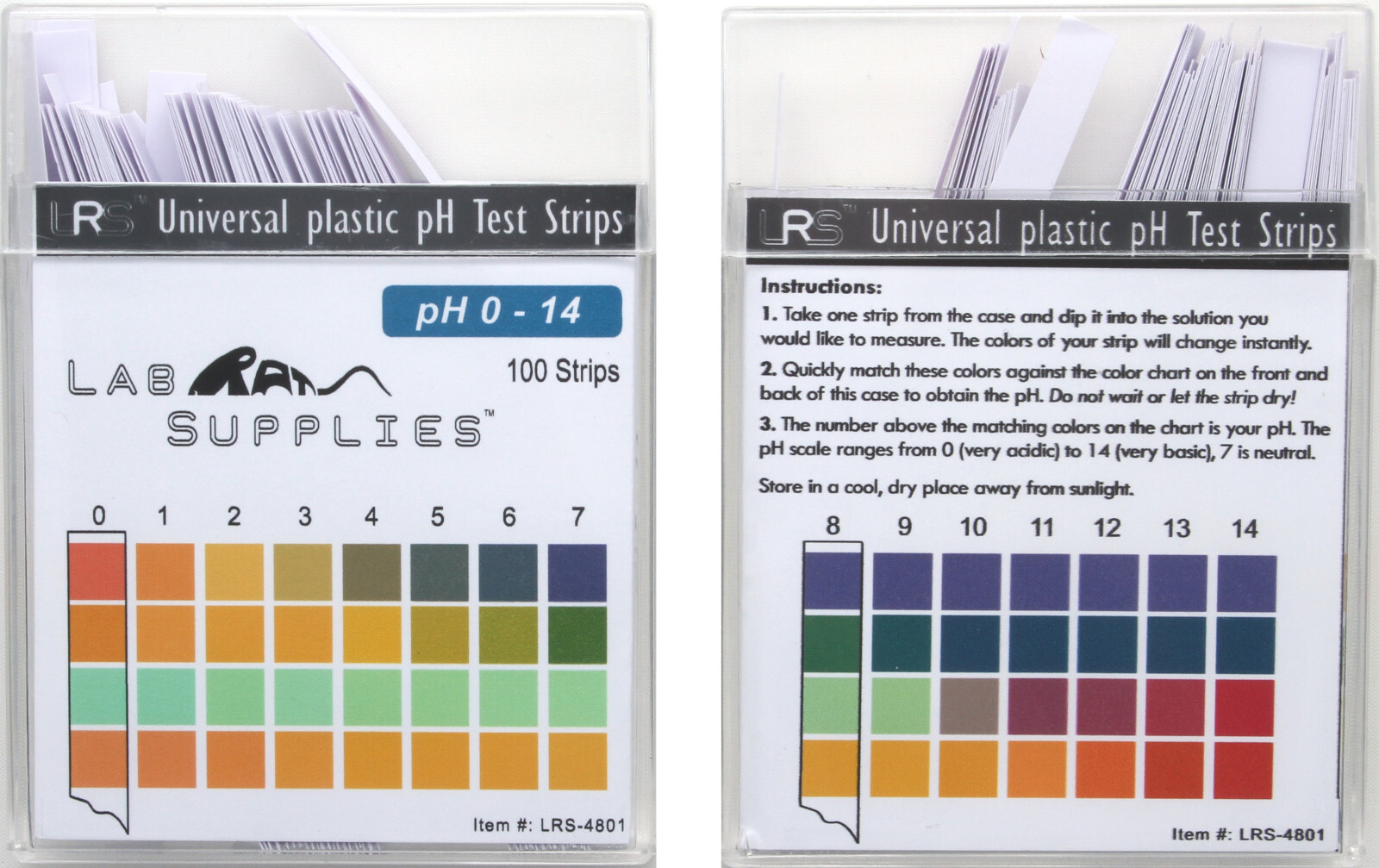 pH Test Strips, Universal Application, pH 0-14, 1 pH Intervals, 100 Strips