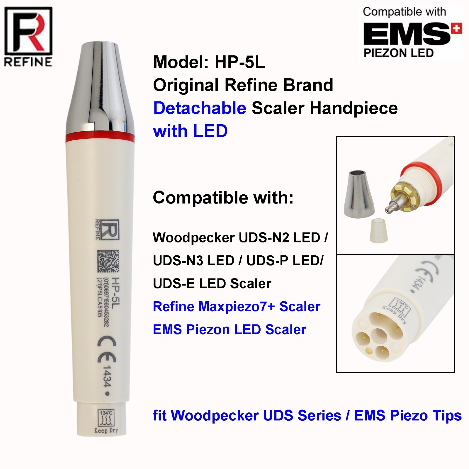 Woodpecker P1 Ultrasonic Scaler Tips EMS Piezon LED Handpiece HP-5L P3 G1 G2 G4
