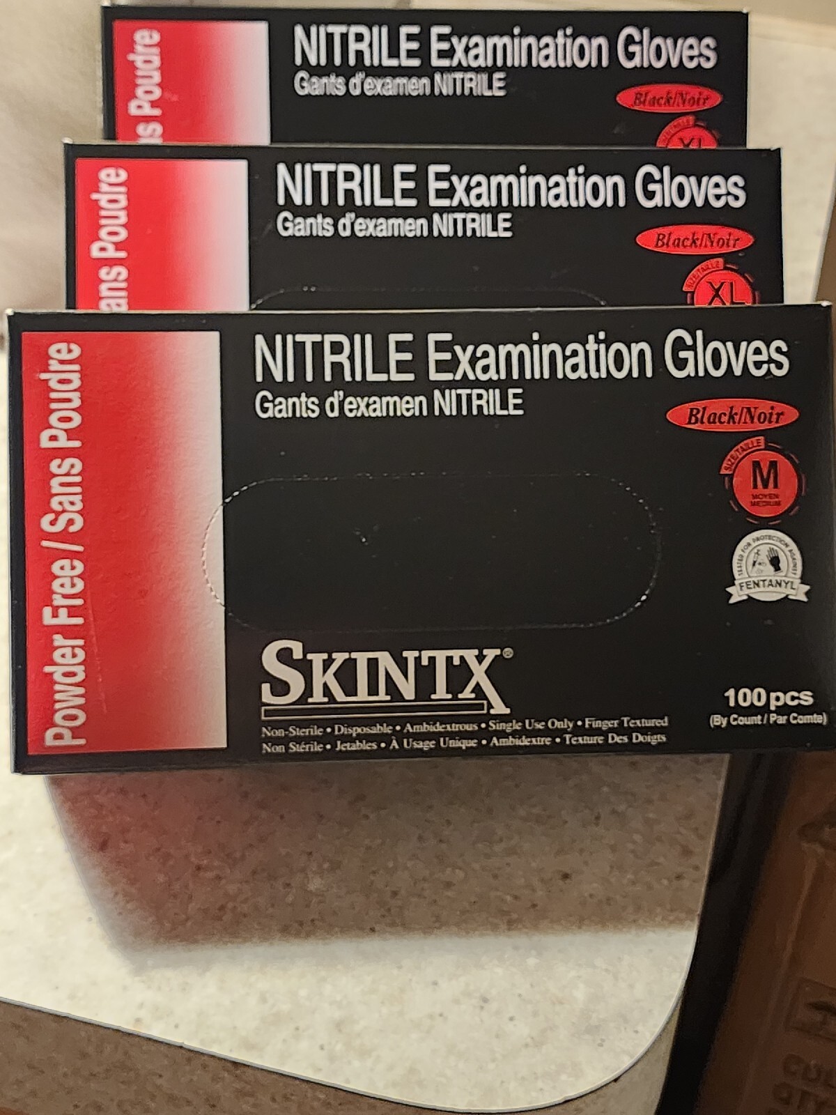 SKINTX BLACK Nitrile PF Disposable Gloves – 3 Box Lot of 300 Medium